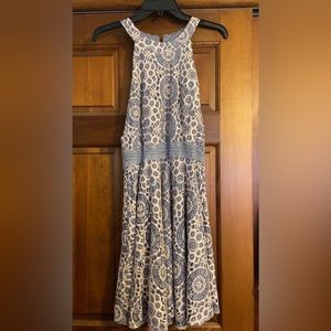 Blue and white formal dress